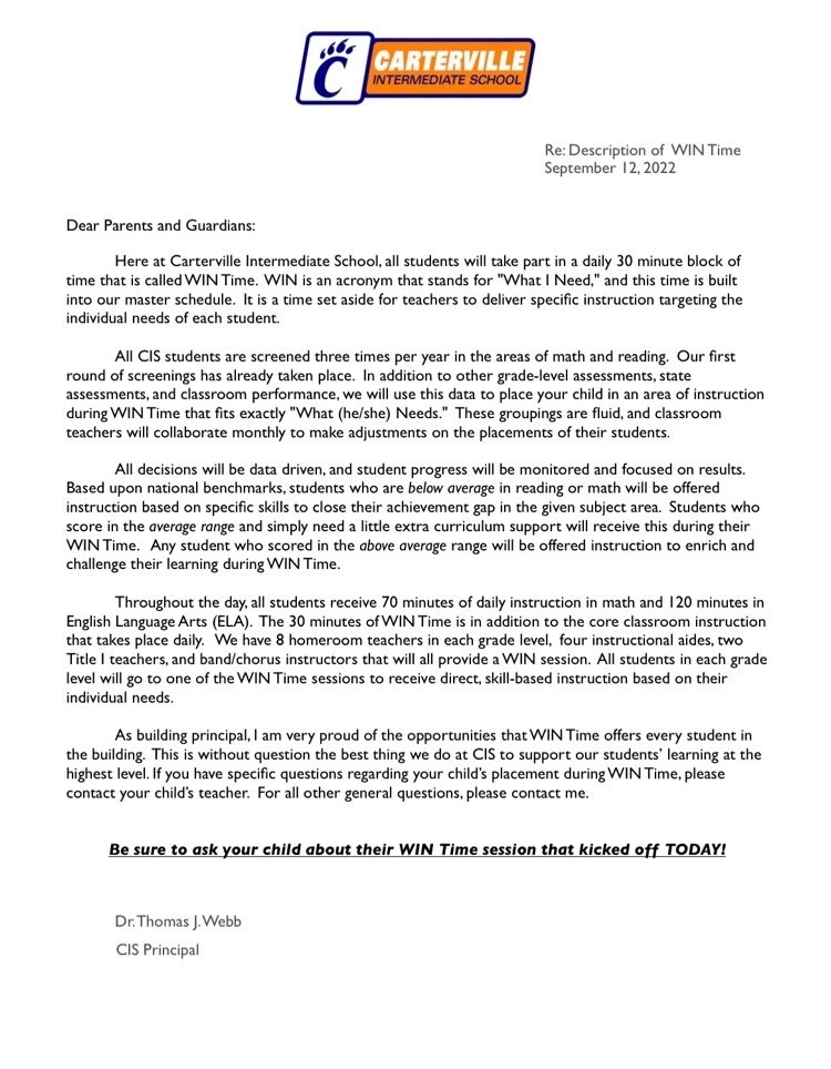 Parent Letter